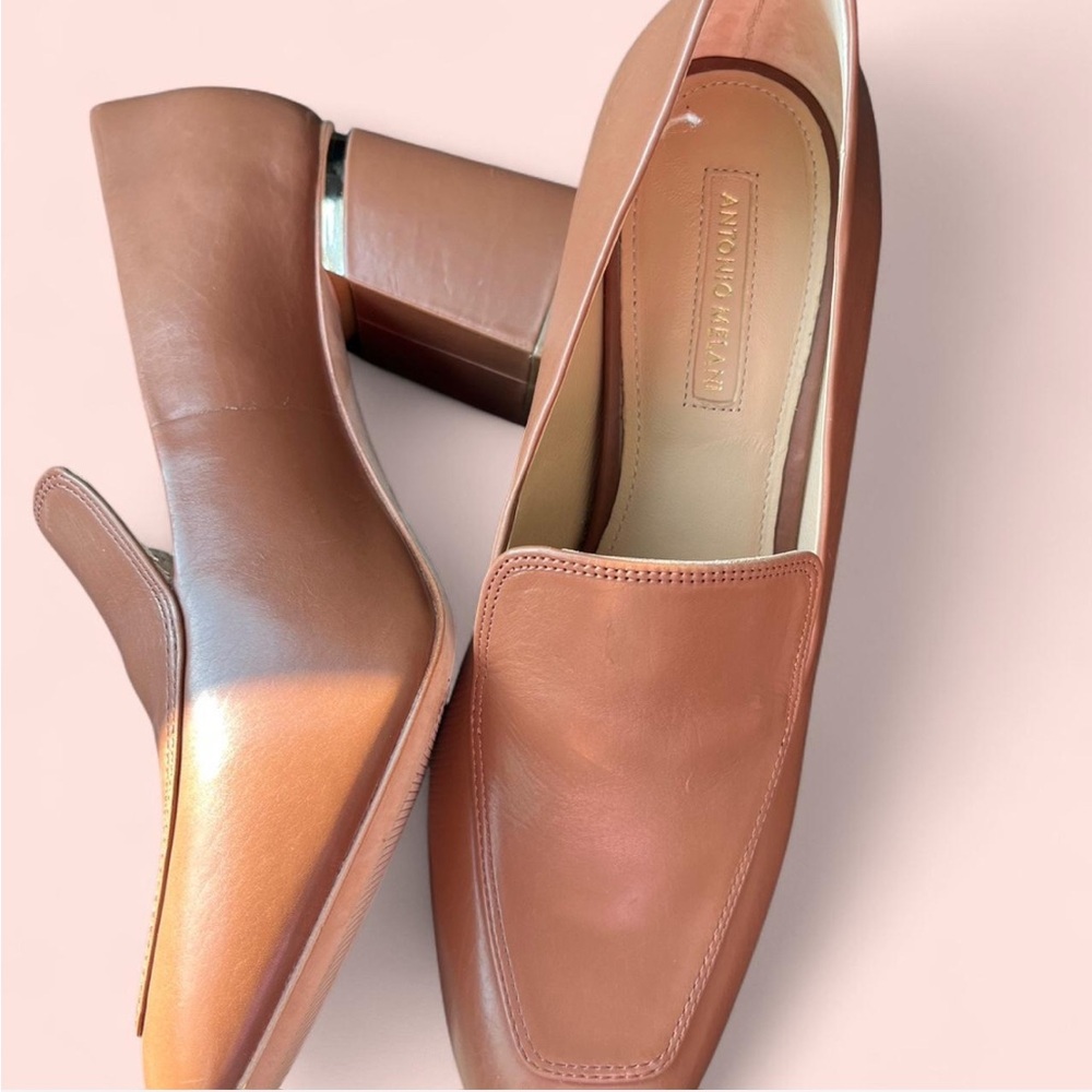 Antonio Melani Brown Leather Loafers with gold details